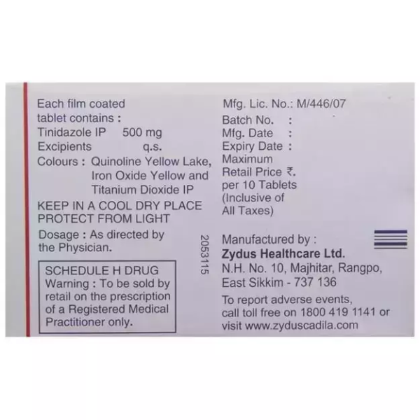 Tinidazole 500mg Tablet (Tiniba 500) - Image 2